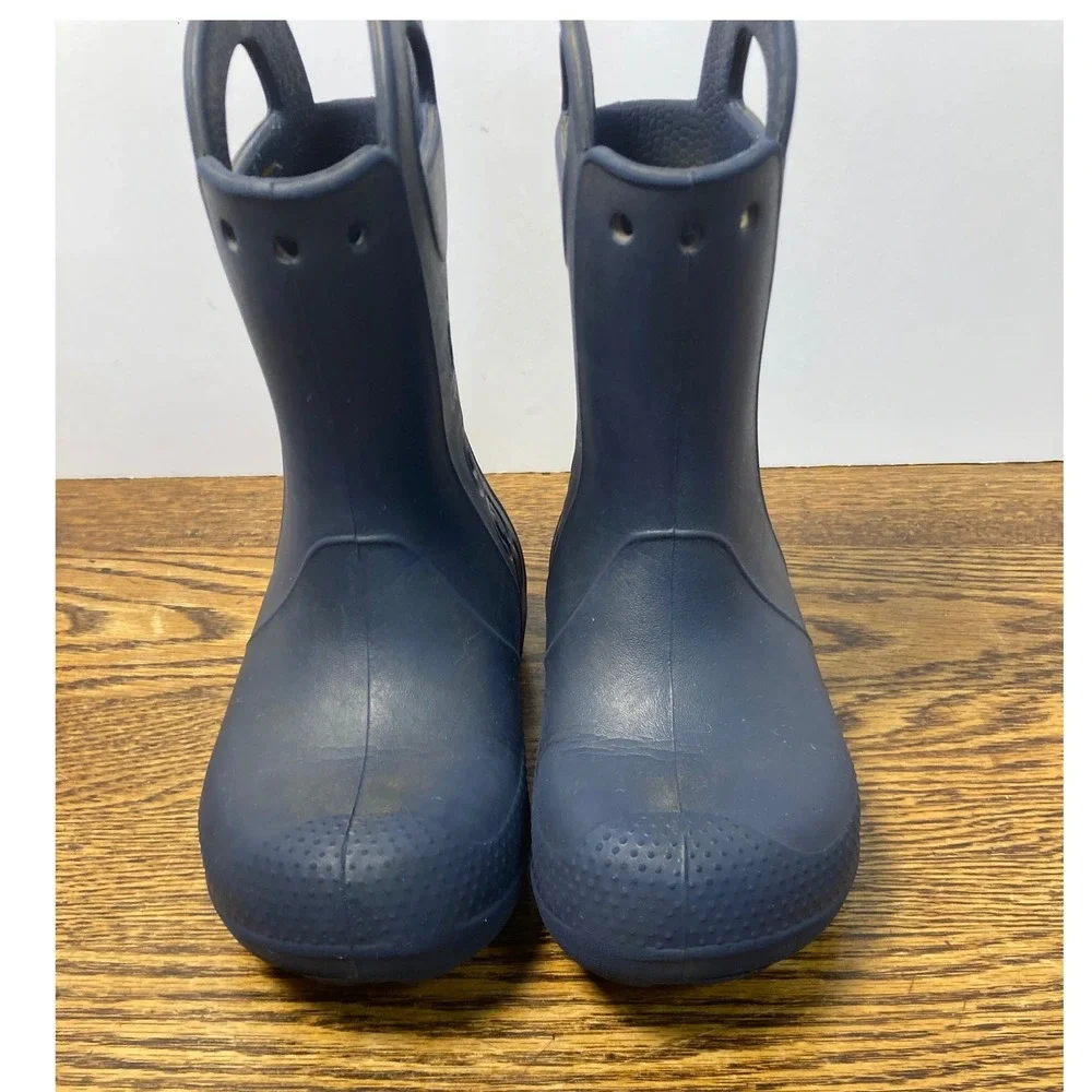 Crocs Handle It Rain Boot Navy Blue Kids Size C13 Waterproof Pull On Shoes